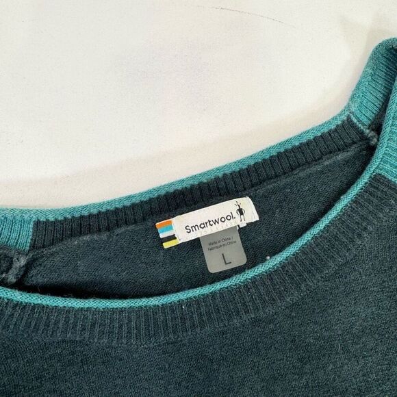 Smartwool Sweater Womens Large Bell Sleeve Teal Green Merino Wool Everglade - Picture 3 of 9
